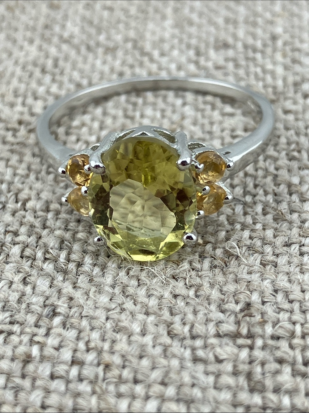 Sterling Silver Lemon Quartz and Citrine Accent Ring - Yellow